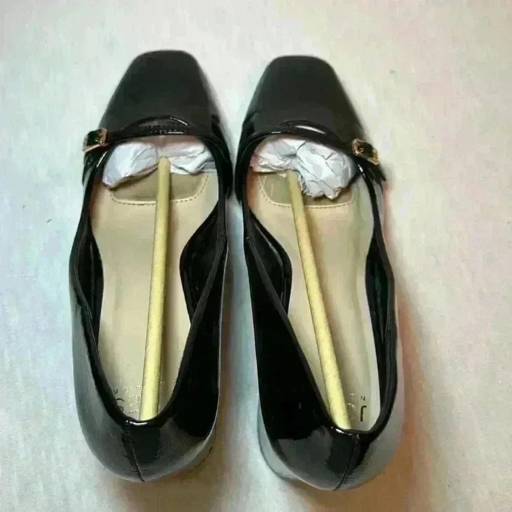 JONES NEW YORK Women Aubin Block Heel Dress Pumps In Black w Gold Buckle Size 10